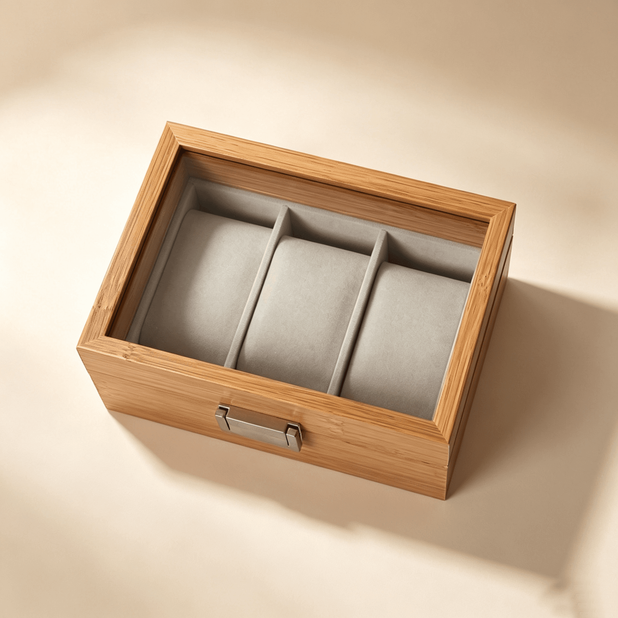 Wooden 3 Slot Watch Display Box