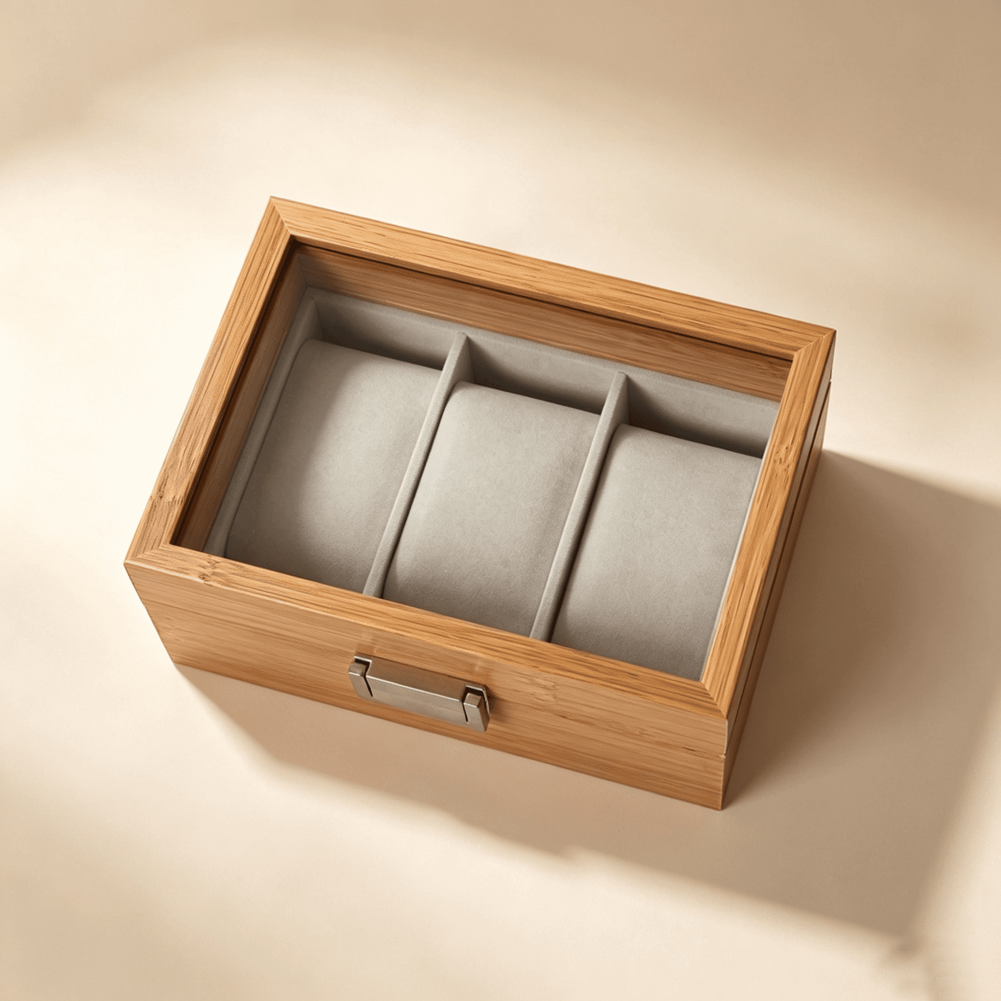 Wooden 3 Slot Watch Display Box