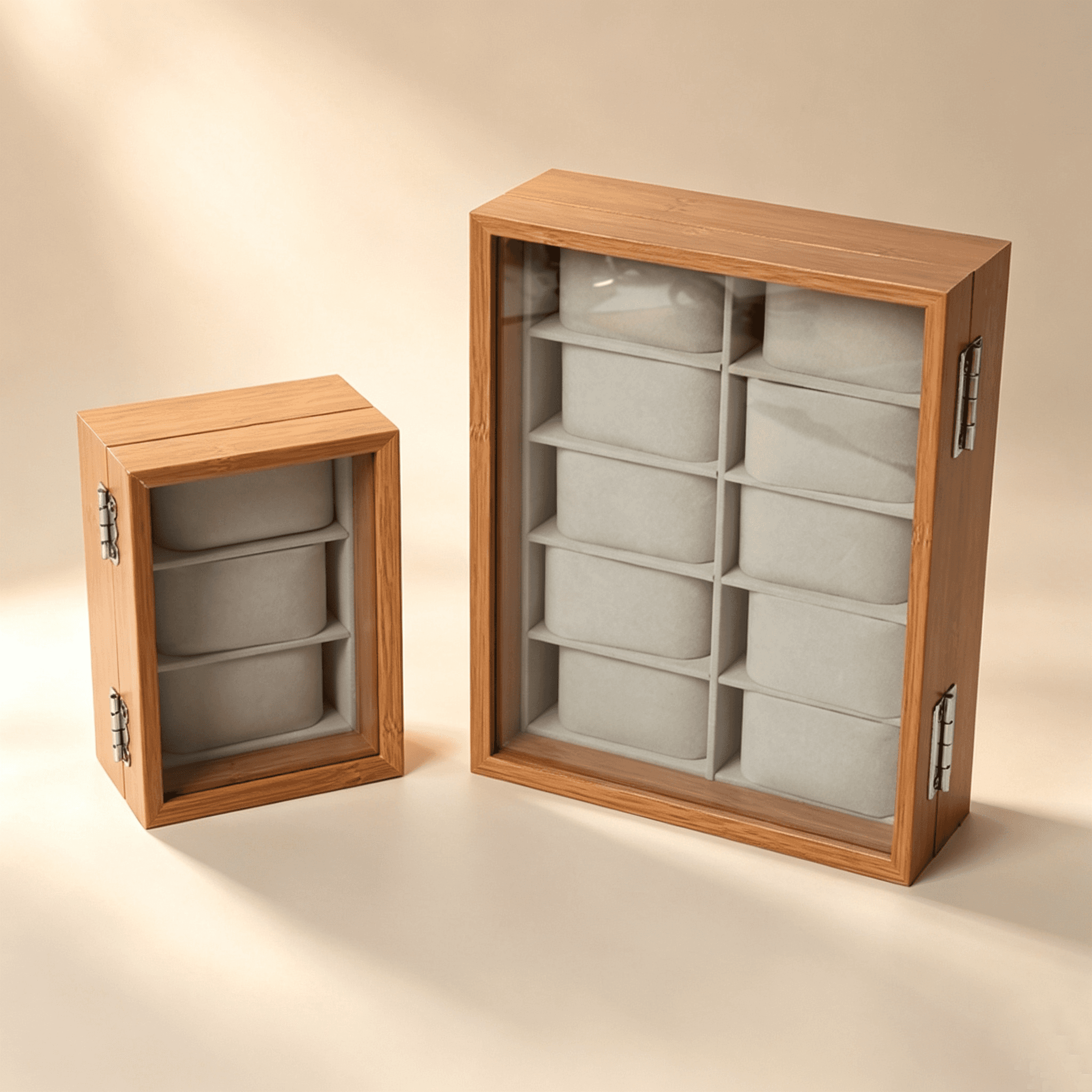 Wooden Watch Display Box with Clear Glass Window for Organized Storage